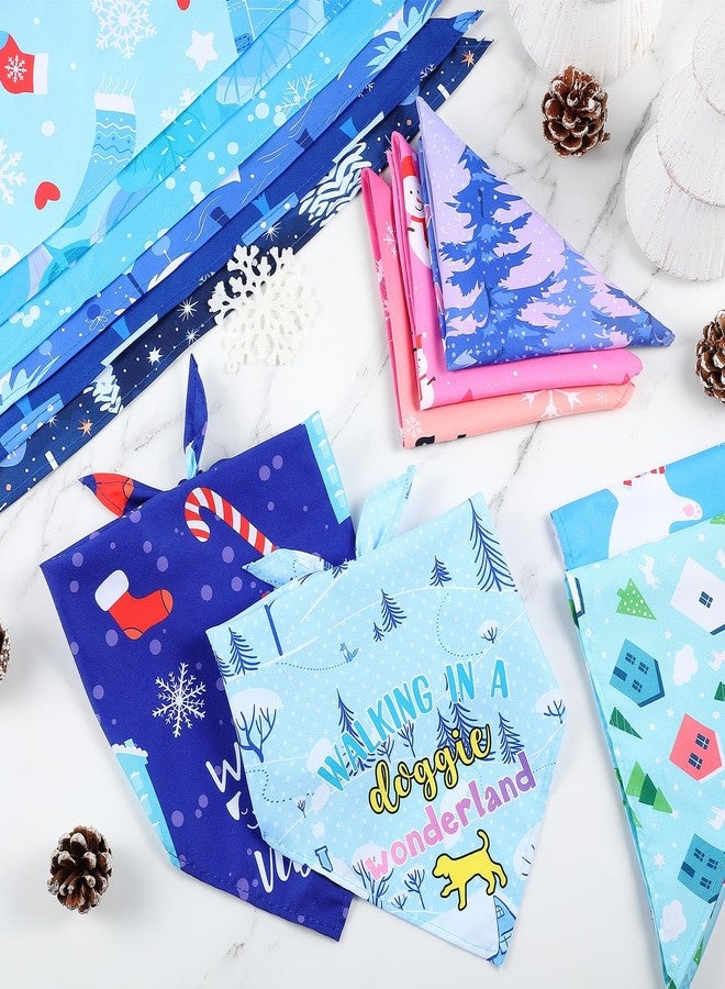 Abbylike 50 Pcs Winter Dog Bandanas Bulk Pet Scarfs Triangle Bibs Adjustable Washable Puppy Kerchief Seasonal Pet Costume Accessories Grooming Supplies for Small Medium Large Dogs Cats - Image 5